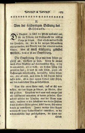 II. Von der frühzeitigen Bildung des Geschmacks.