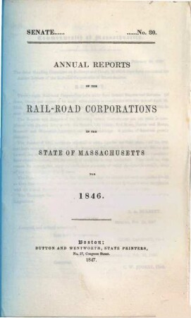 Annual reports of the Rail-Road Corporations in the State of Massachusetts. 1846
