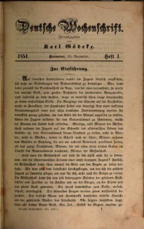 Deutsche Wochenschrift, 1. 1854