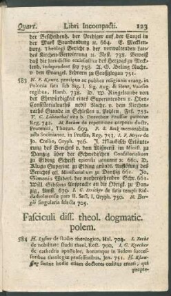 Fasciculi diss. theol. dogmatic. polem.