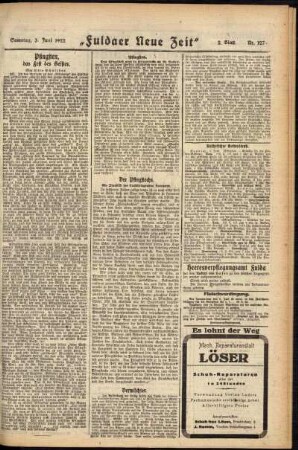 Zweite Ausgabe vom Samstag, den 03. Juni 1922.