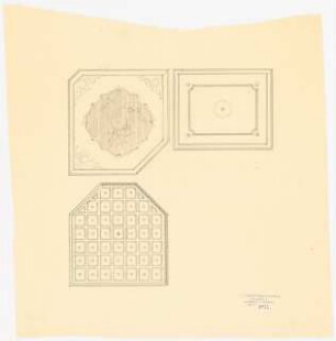 Villa Griebenow, Vetschau Umbau: Decken im Speisezimmer, Salon und Herrenzimmer 1:50 (Varianten zu Inv.Nr. 8931)