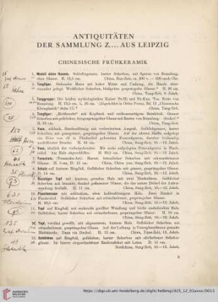 Antiquitäten der Sammlung Z….aus Leipzig (Nr. 1-141)
