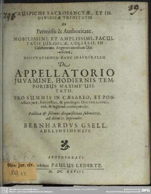 De appellatorio juvamine, hodiernis temporibus maxime usitato