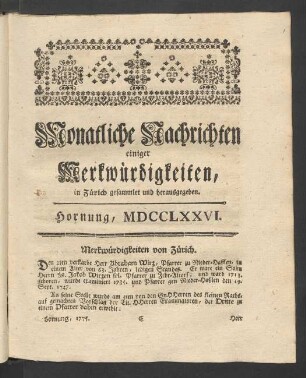 Hornung, MDCCLXXVI