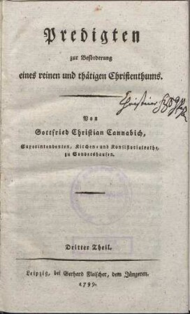 Predigten zur Beförderung eines reinen und thätigen Christenthums. 3.