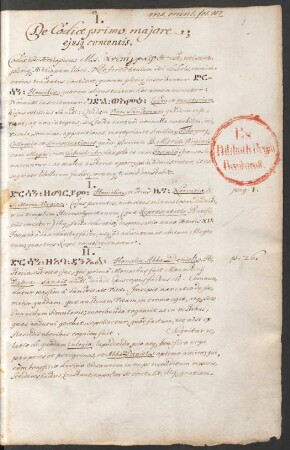 Beilage: De Codice primo majore ... f. 1r-8r