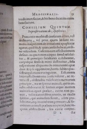Consilium Quintum. De praeservatione ab Apoplexia