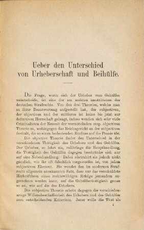 Die begriffliche Unterscheidung zwischen Urheberschaft und Beihülfe