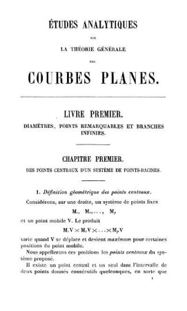 Livre Premier. Diamètres, Points Remarquables Et Branches Infinies.