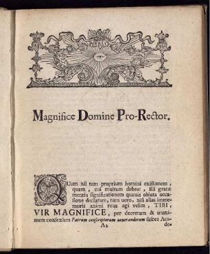 Magnifice Domine Pro-Rector.