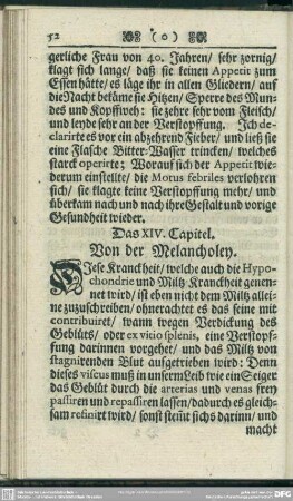 Das XIV. Capitel. Von der Melancholey