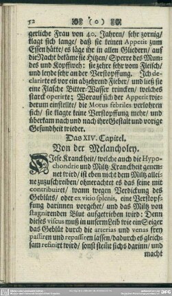 Das XIV. Capitel. Von der Melancholey