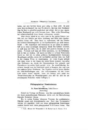 Pädagogischer Pessimismus : (Fortsetzung)