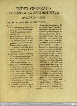 Index Generalis Auctorum Ac Argumentorum Huius Voluminis