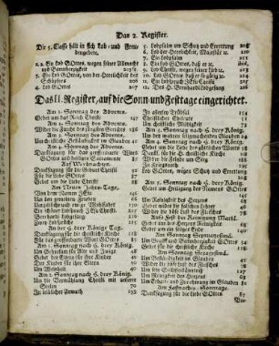 Das II. Register, auf die Sonn- und Festtage eingerichtet.