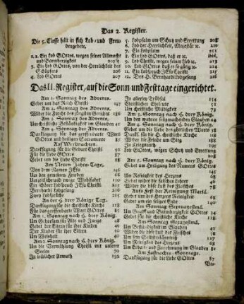 Das II. Register, auf die Sonn- und Festtage eingerichtet.