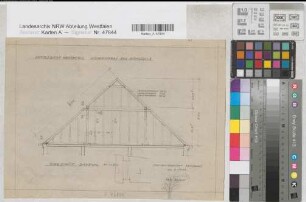 Arnsberg, Amtsgericht, Altbau, Wiederaufbau des Südflügels, Querschnitt Dachstuhl