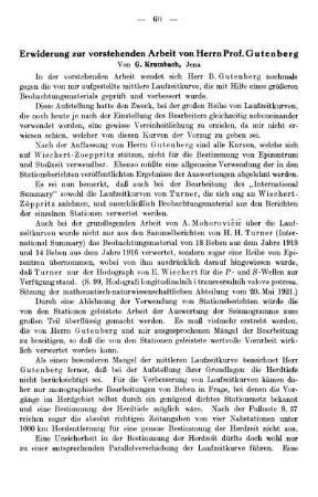 Erwiderung zur vorstehenden Arbeit von Herrn Prof. Gutenberg