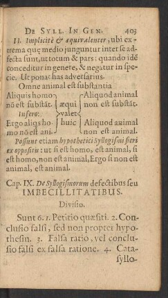Cap. IX. [XI.] De Syllogismorum defectibus seu Imbecillitatibus.