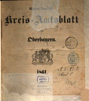 Königlich-bayerisches Kreis-Amtsblatt von Oberbayern. 1861