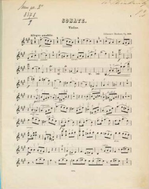 Zweite Sonate : (A-dur) ; für Pianoforte und Violine ; Op. 100