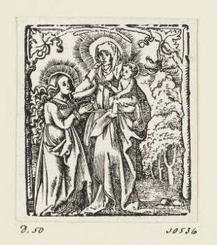 Heilige Anna, die Jungfrau Maria und das Christuskind, aus: Jean Clein, "Hortulus anime cum alijs appluri=mis orationibus pristine impressioni superadditis: vt tabulam in huius cal ce annexam intuenti patentissium erit", Nürnberg