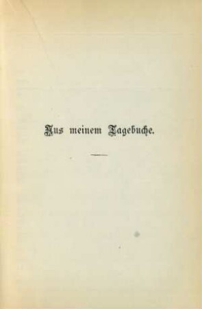 Aus meinem Tagebuche