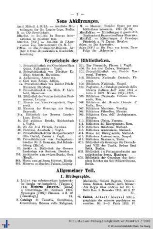 Verzeichnis der Bibliotheken