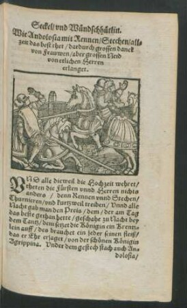 Wie Andolosia mit Rennen/ Stechen/ allzeit das best thet/ dardurch grossen danck von Frauwen/ ...
