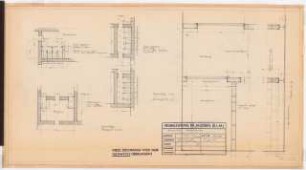 Reichsluftfahrtministerium, Berlin: Luftschutzkeller V1, Klosettwände: Grundrisse 1:100, 1:10