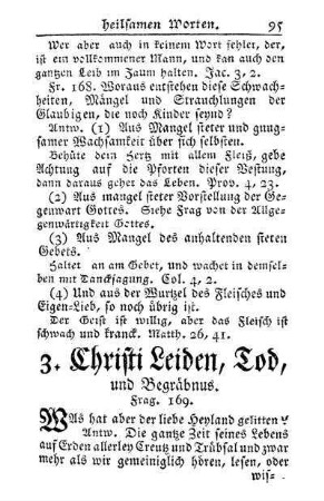 3. Christi Leiden, Tod, und Begräbnus. Frag. 169. - Fr. 188.