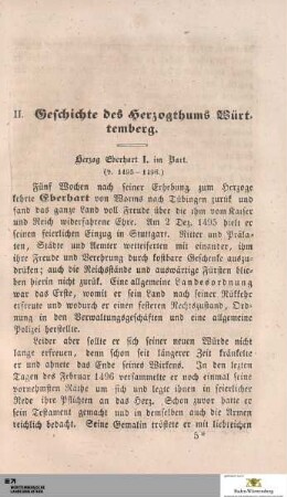 II. Geschichte des Herzogthums Württemberg