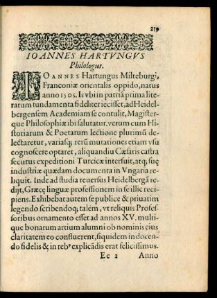 Ioannes Hartungus Philologus.
