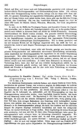 252-253, Kaeubler. Kgl. sächs. Gesetz über die Fürsorgeerziehung vom 1. Februar 1909