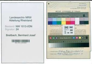 Entnazifizierung Bernhard Josef Breitbach , geb. 16.03.1899 (Schlosser)