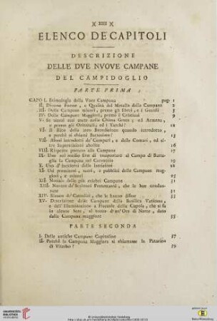 Elenco De’Capitoli