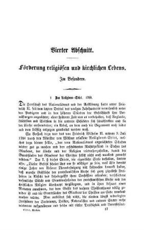 Vierter Abschnitt. Förderung religiösen und kirchlichen Lebens. Im Besondern