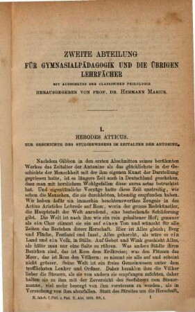 Neue Jahrbücher für Philologie und Pädagogik. 102 = Jg. 40 = Jg. 16. 1870