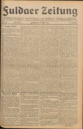 Ausgabe vom Freitag, den 15. Mai 1914.