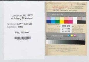 Entnazifizierung Wilhelm Pitz, geb. 18.06.1904 (Feuerwehrmann)