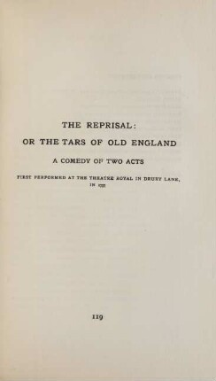 The reprisal: or the tars of Old England. A comedy of two acts ...