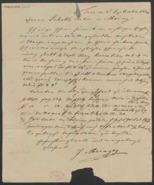 Brief an B. Schott's Söhne : 08.09.1834