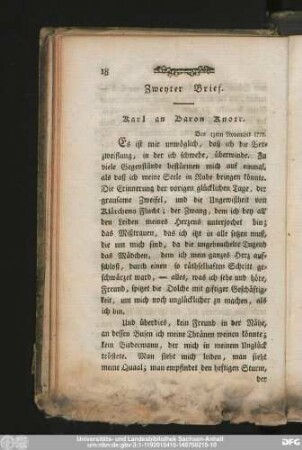 Zweyter Brief. Karl an Baron Knorr.
