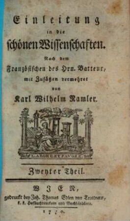 Einleitung in die schönen Wissenschaften, 2