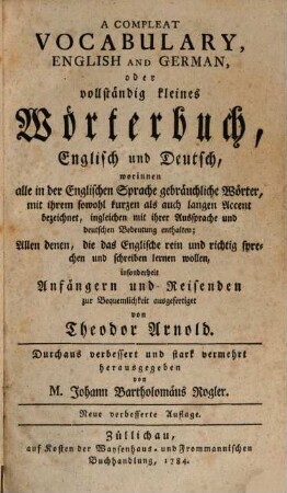 A compleat Vocabulary English and German