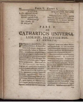 Pars V. De Catharticis Universalioribus, Secretioribus, Et Expertis.