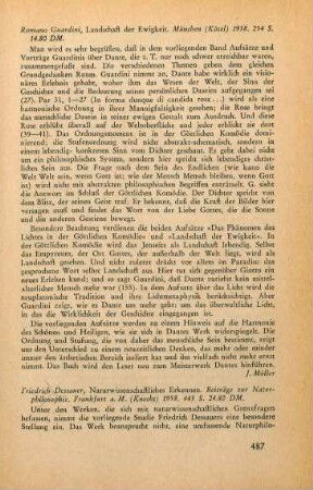 487-489 [Rezension] Dessauer, Friedrich, Naturwissenschaftliches Erkennen