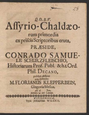 Assyrio-Chaldaeorum primordia : ex priscis Scriptoribus eruta