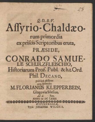 Assyrio-Chaldaeorum primordia : ex priscis Scriptoribus eruta